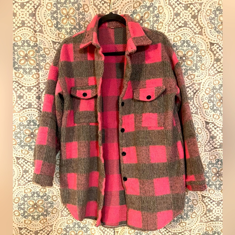 Bubblegum Pink & Grey Shacket